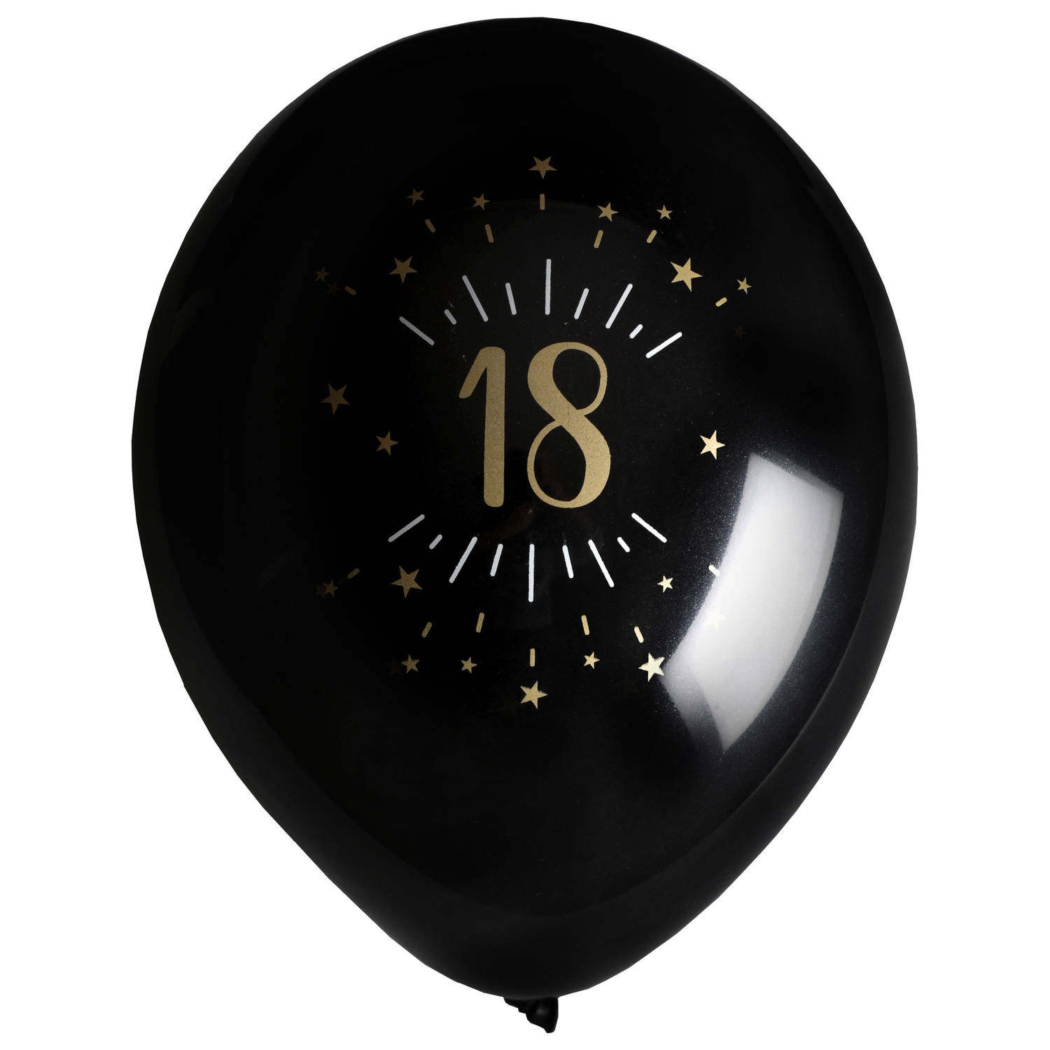 Santex verjaardag leeftijd ballonnen 18 jaar - 8x stuks - zwart/goud - 23 cmA - Feestartikelen - Ballonnen