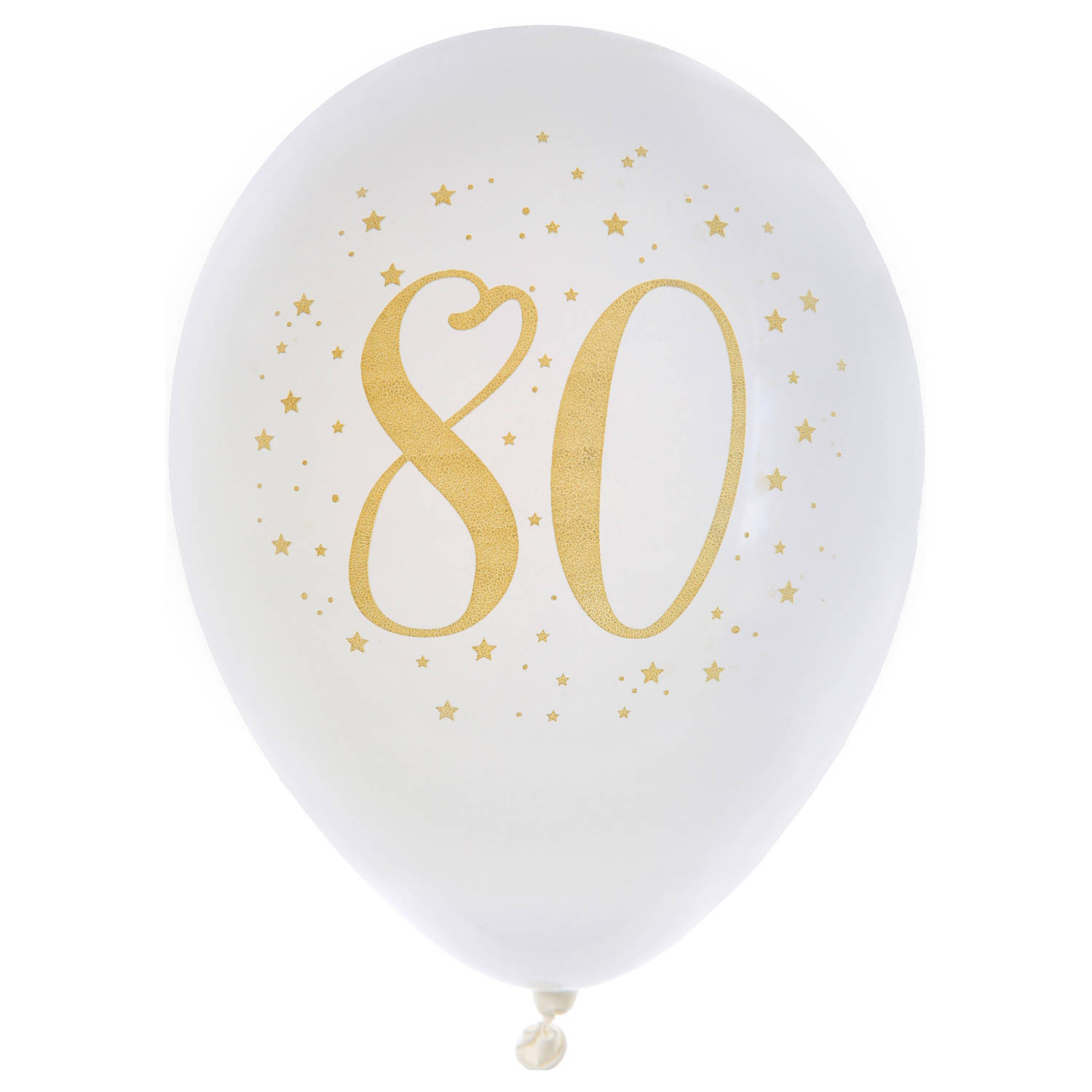 Santex verjaardag leeftijd ballonnen 80 jaar - 8x stuks - wit/goud - 23 cmA - Feestartikelen - Ballonnen