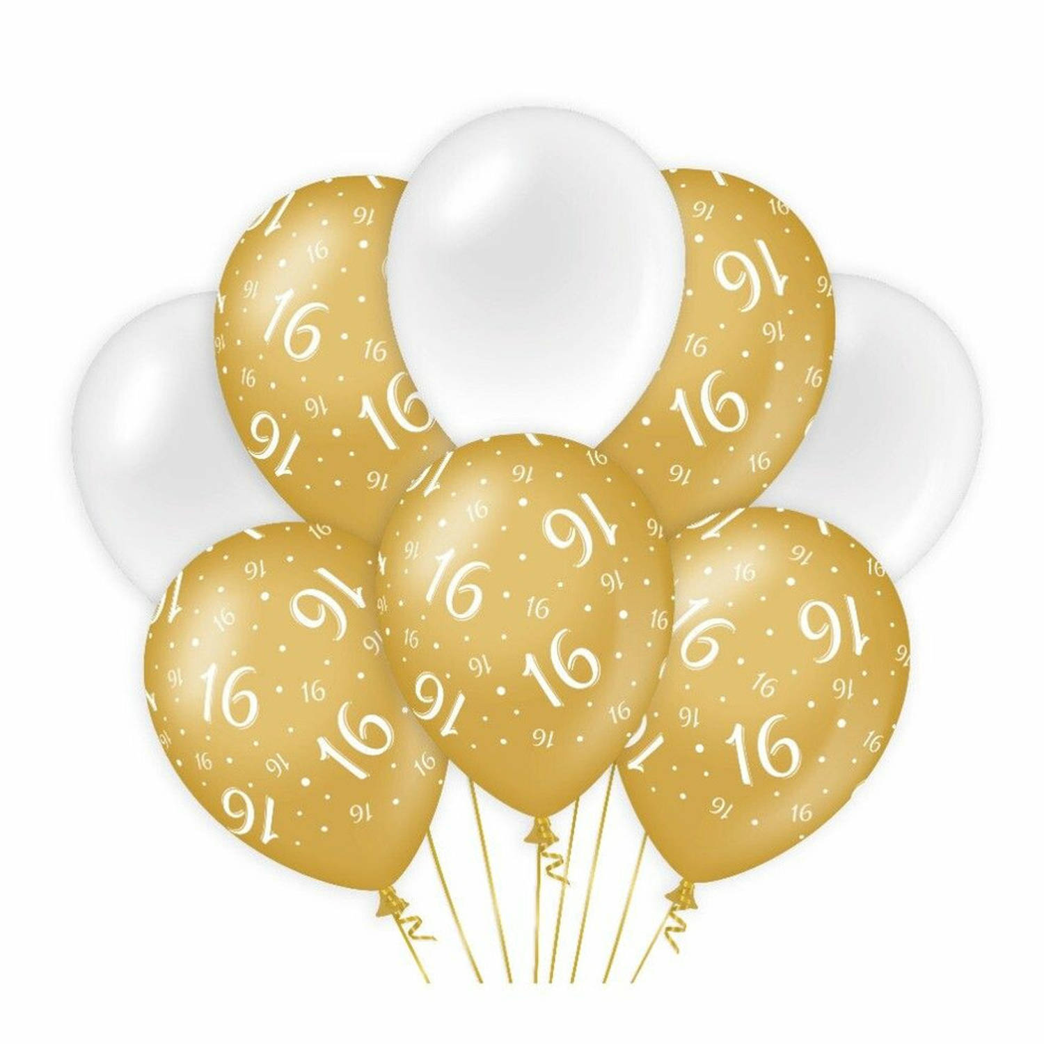 Paperdreams 16 jaar leeftijd thema Ballonnen - 24x - goud/wit - Verjaardag feestartikelen - Ballonnen