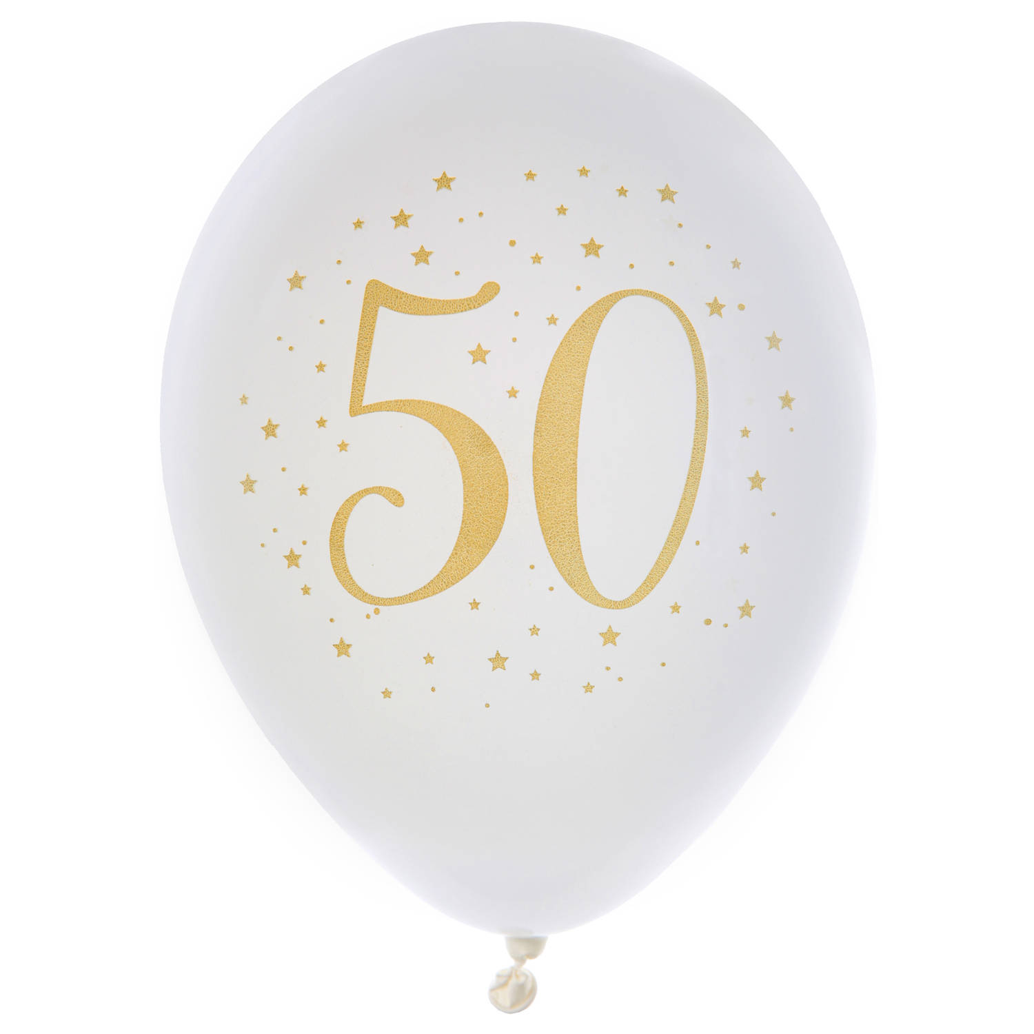 Santex verjaardag leeftijd ballonnen 50 jaar - 8x stuks - wit/goud - 23 cmA - Abraham/Sarah - Ballonnen