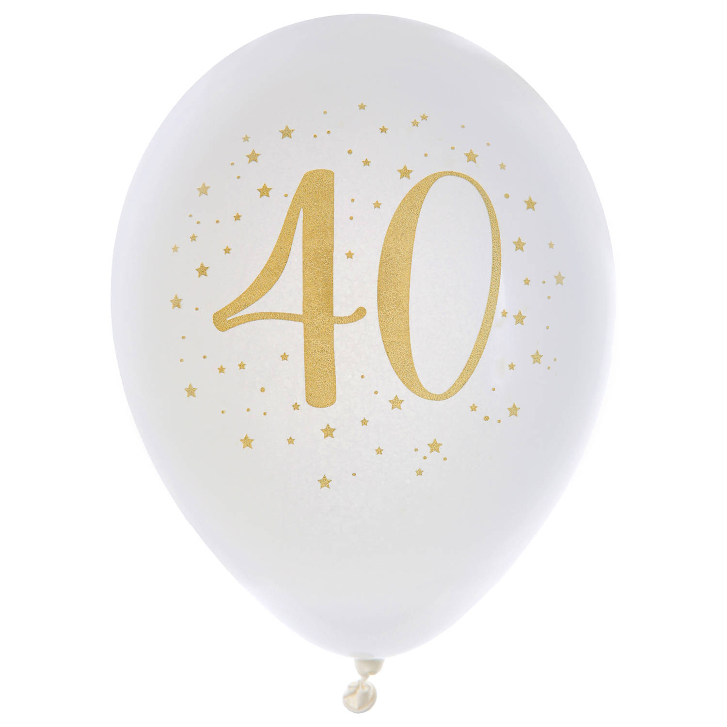 Santex verjaardag leeftijd ballonnen 40 jaar - 8x stuks - wit/goud - 23 cm - Feestartikelen
