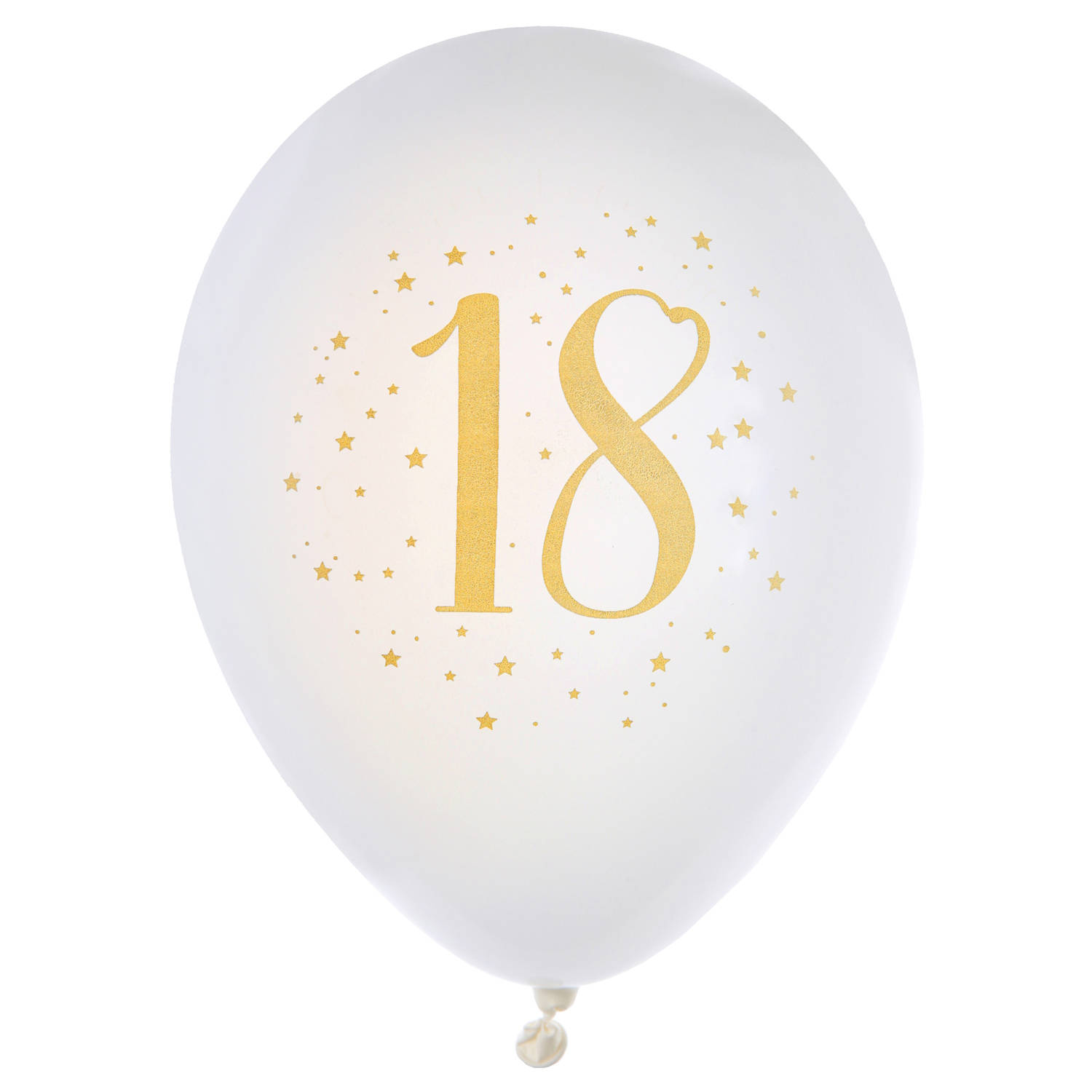 Santex verjaardag leeftijd ballonnen 18 jaar - 8x stuks - wit/goud - 23 cm - Feestartikelen - Ballonnen