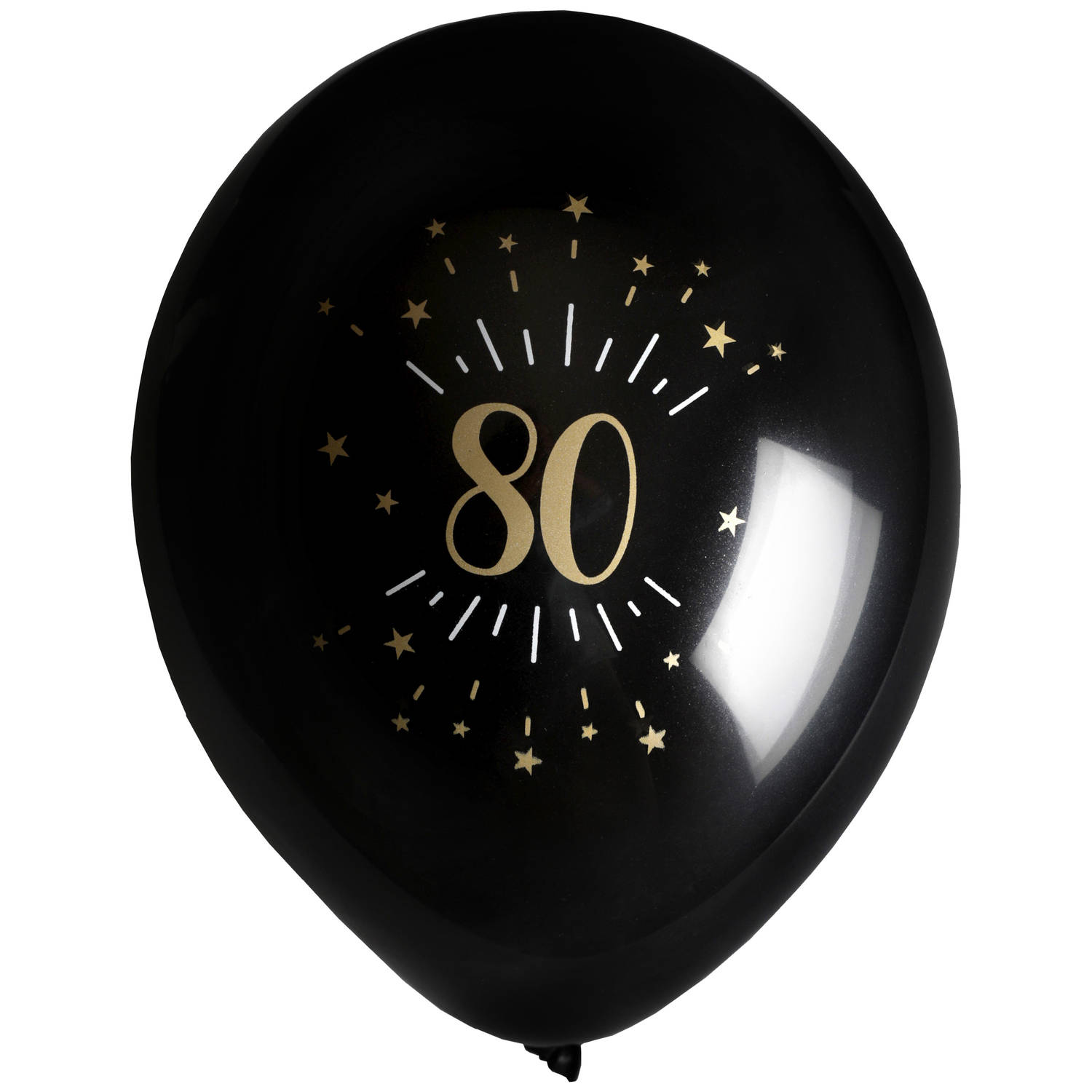 Santex verjaardag leeftijd ballonnen 80 jaar - 8x stuks - zwart/goud - 23 cmA - Feestartikelen - Ballonnen
