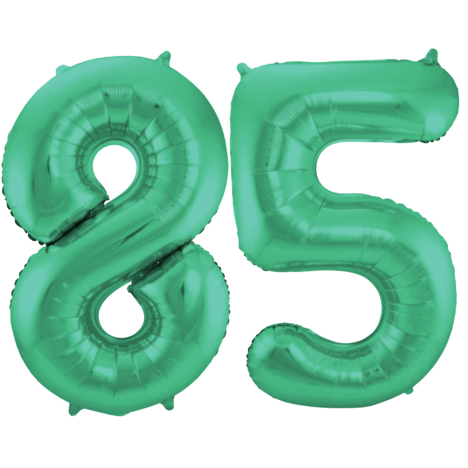 Leeftijd feestartikelen/versiering grote folie ballonnen 85 jaar glimmend groen 86 cm - Ballonnen