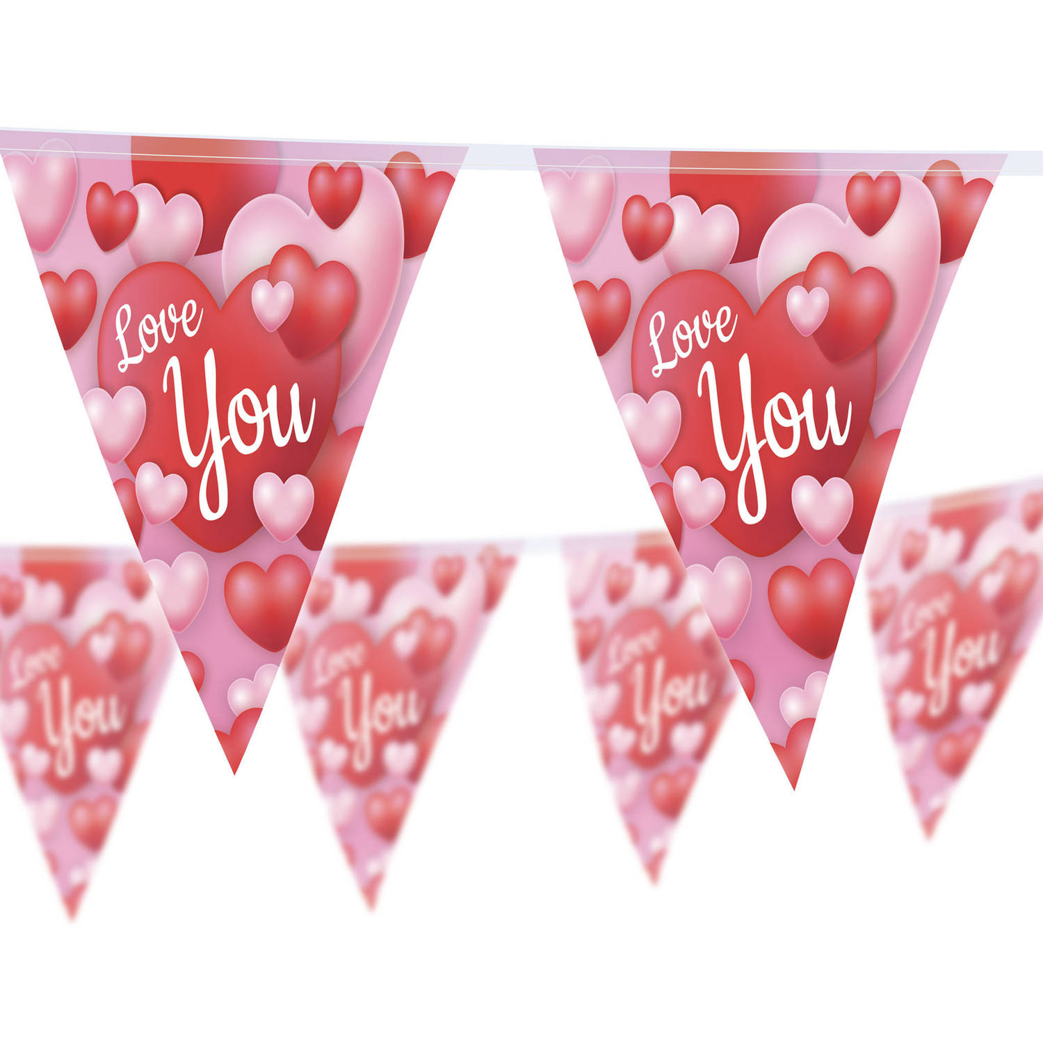 Funny Fashion Love You-Liefde-Valentijn-Bruiloft thema feestslinger vlaggenlijn 3x hartjes print 500