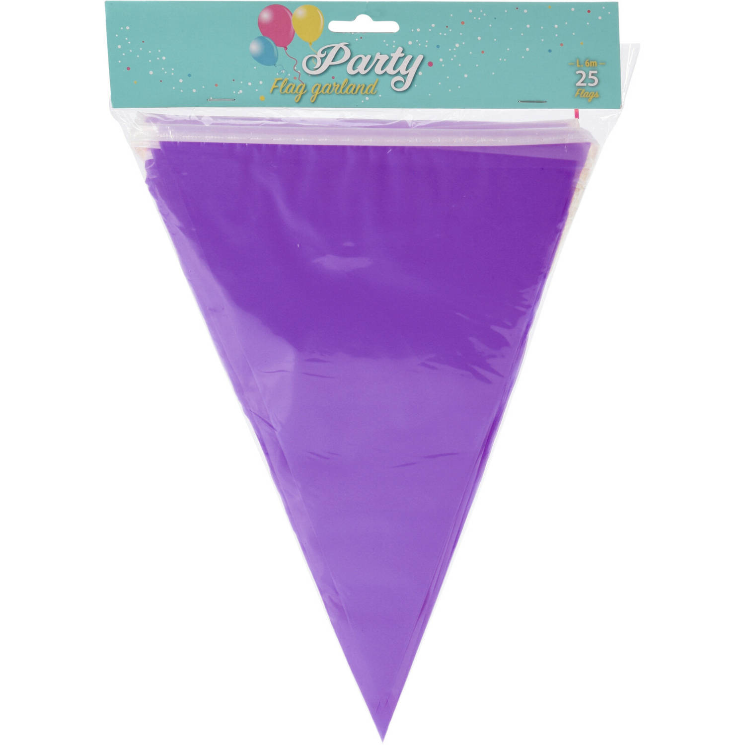 Party Vlaggenlijn - binnen/buiten - plastic - paars - 600 cm - 25 punt vlaggetjes