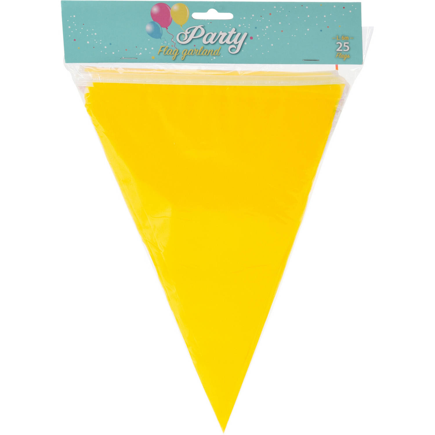 Party Vlaggenlijn binnen-buiten plastic geel 600 cm 25 vlaggetjes Vlaggenlijnen