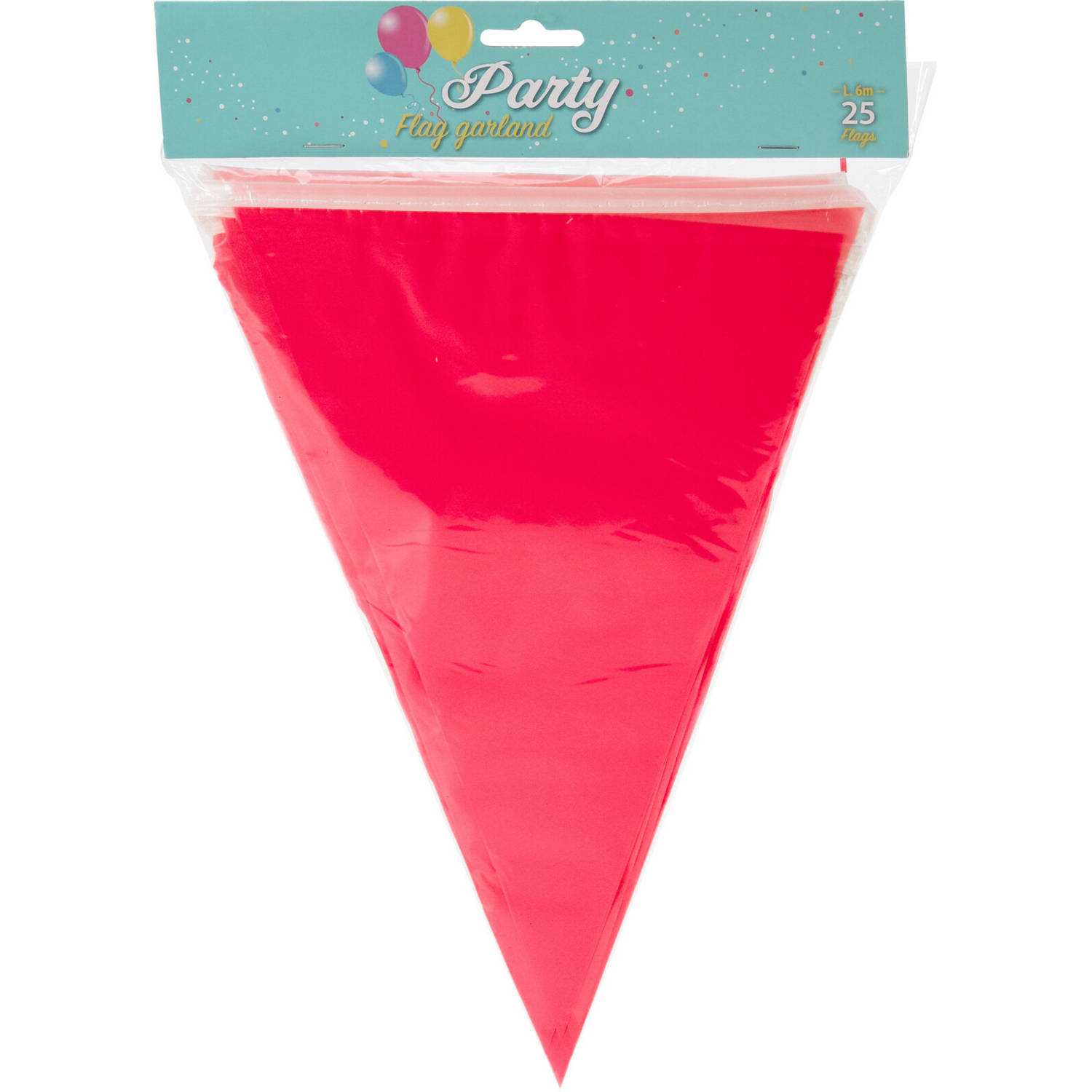 Party Vlaggenlijn - binnen/buiten - plastic - rood - 600 cm - 25 punt vlaggetjes