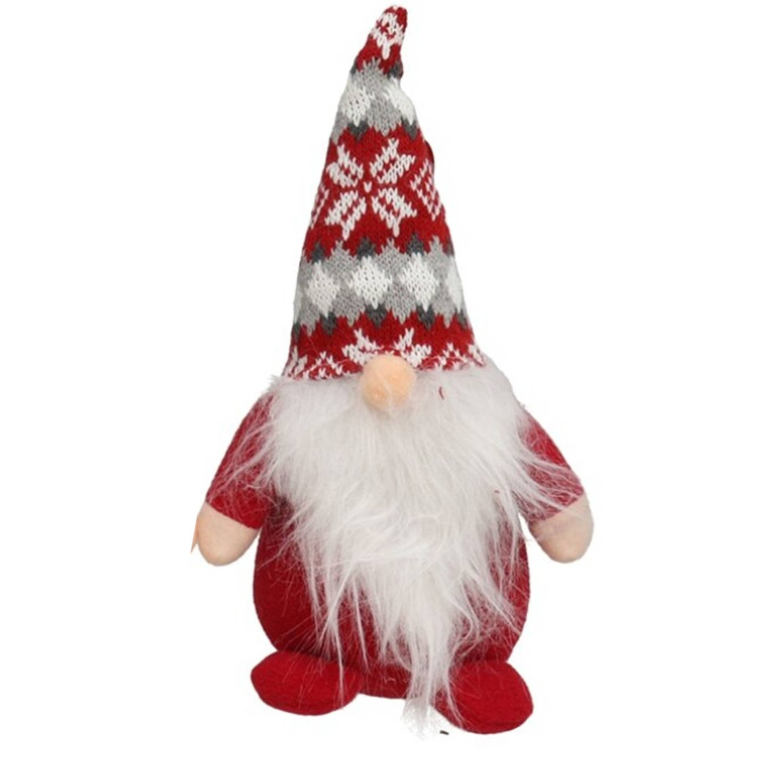 Pluche gnome-dwerg-kabouter decoratie pop-knuffel kleding rood en muts 26 x 11 cm Kerstman pop