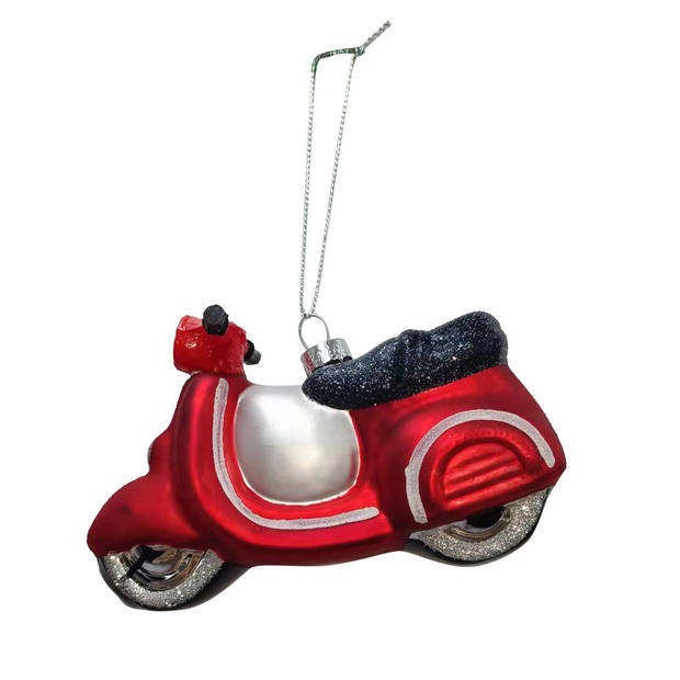 IKO Kersthangers scooters - 4x st - roze en rood - 11,5 cm - glas - Kersthangers