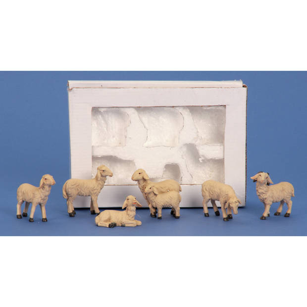 Schapen dierenbeeldjes - 6x stuks - wit - 4-7 cm - kunststofA - Beeldjes