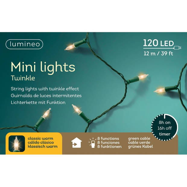 Lumineo - LED mini lights l1190 cm groen/kwrm kerst