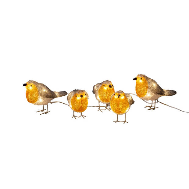 Konstsmide - LED Lichtsnoer 5 vogels, herfstkleuren