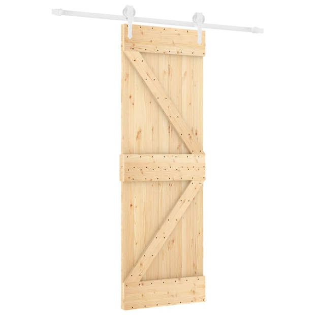 vidaXL Schuifdeur met beslag 70x210 cm massief grenenhout