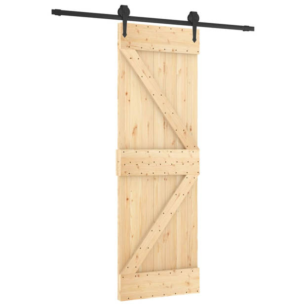 vidaXL Schuifdeur met beslag 70x210 cm massief grenenhout