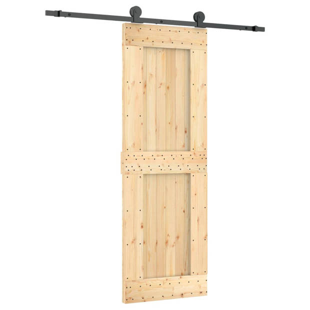 vidaXL Schuifdeur met beslag 70x210 cm massief grenenhout