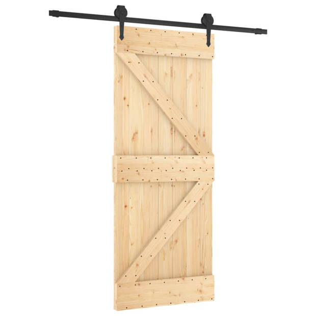 vidaXL Schuifdeur met beslag 85x210 cm massief grenenhout