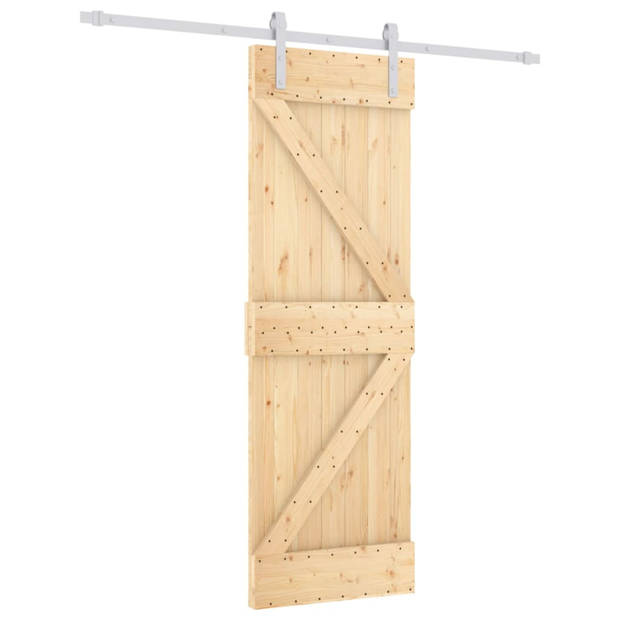 vidaXL Schuifdeur met beslag 70x210 cm massief grenenhout