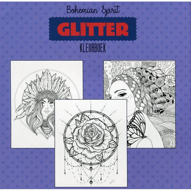 Glitter kleurboek Voor Volwassenen - Bohemian Spirit - Inclusief 12 Kleurstiften In Heldere Kleuren