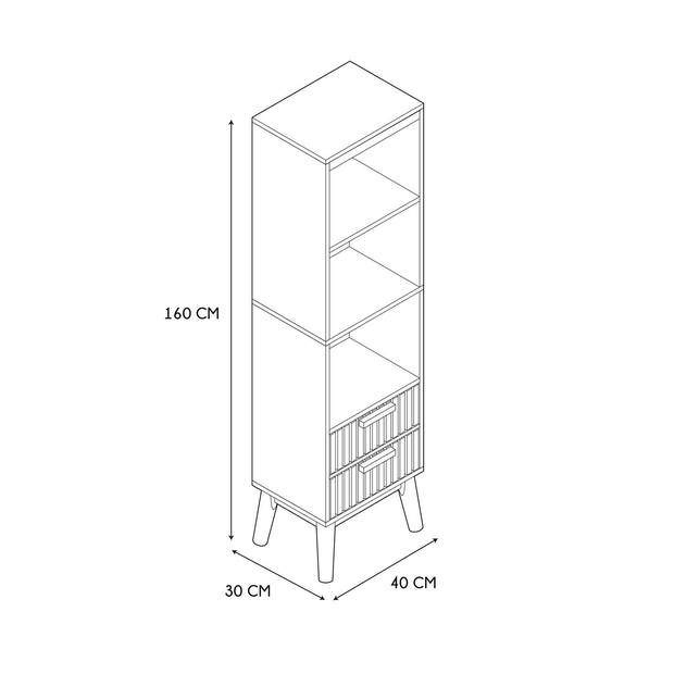 Hoge Badkamerkast Klaus - Kolomkast Hout Panelen 30x40x160 cm - Bruin