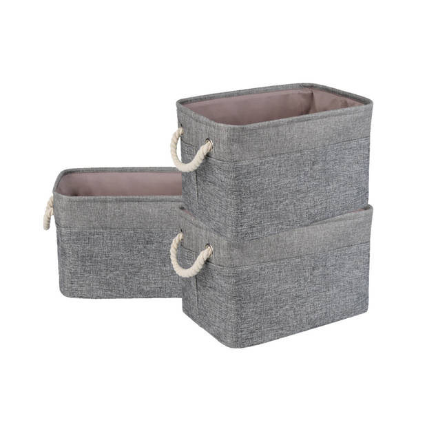 Oliva's - Kast Organizers - Set van 3 stevige opbergmanden - Opberg box / doos / mand - Grijs