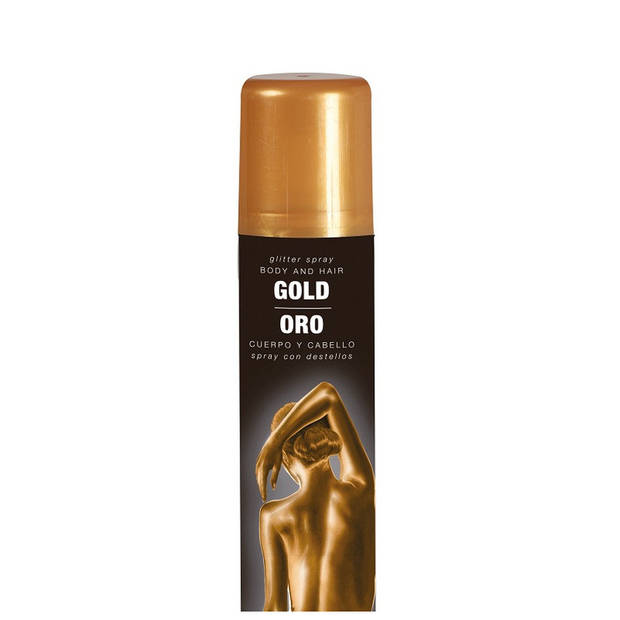 Guirca Haarspray/bodypaint spray - 2x kleuren - goud en zwart - 75 ml - Verkleedhaarkleuring