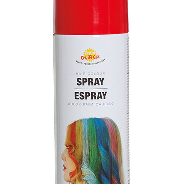 Fiestas Guirca Carnaval verkleed haar verf/spray - rood - spuitbus - 125 ml - Verkleedhaarkleuring