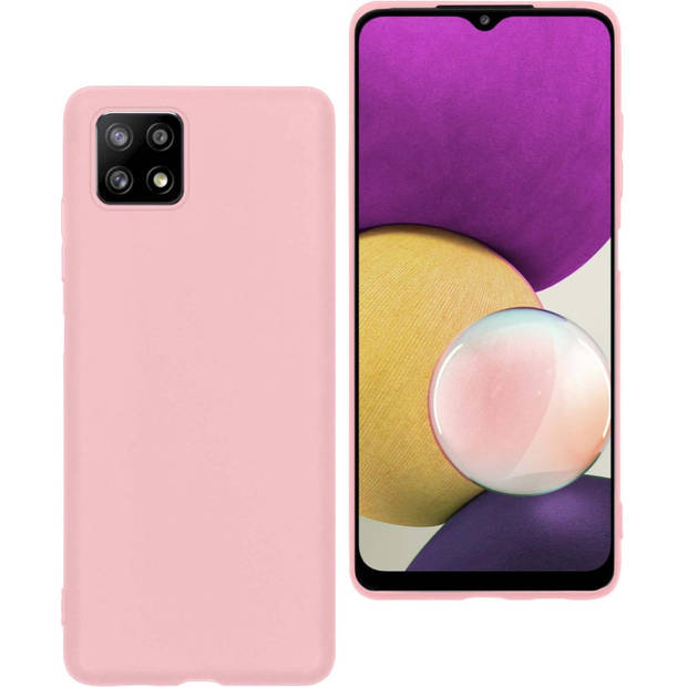 Basey Samsung Galaxy A22 4G Hoesje Siliconen Hoes Case Cover - Lichtroze