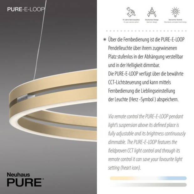 Paul Neuhaus Hanglamp E-Loop e-Lift Ø 70 cm mat goud