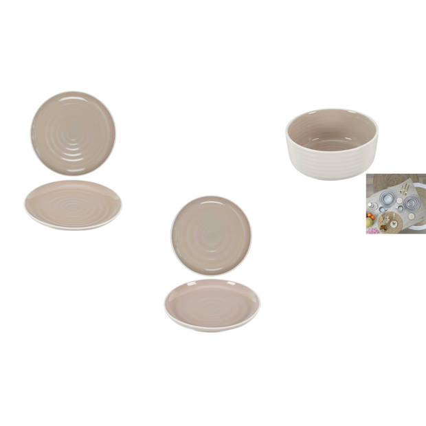 6 persoons 18-delig servies Aardewerk Bi-Color - Beige