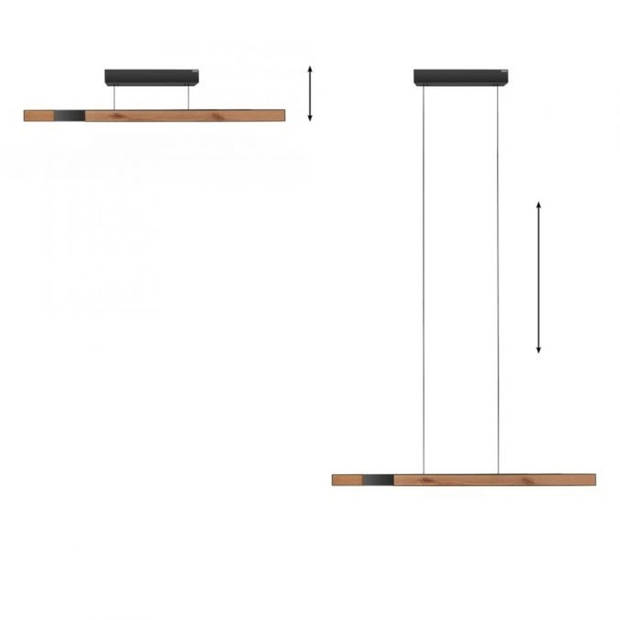 Paul Neuhaus Hanglamp e-Lift + e-Slide L 120-200 cm zwart hout