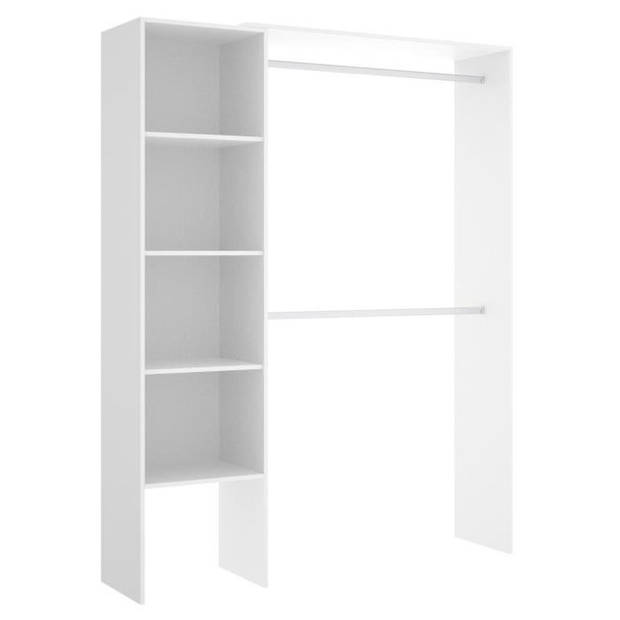 Uitbreidbare kleedkamer - Witte melamine - Omkeerbare montage - 1 kolom en 2 kasten - L139.5 x D40 x H 187 cm