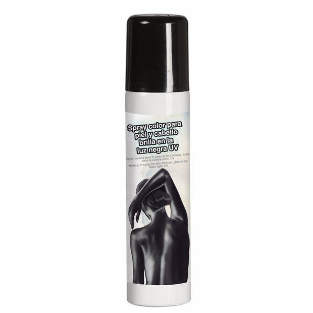 Guirca Haarspray/bodypaint spray - 2x kleuren - wit en zwart - 75 ml - Verkleedhaarkleuring