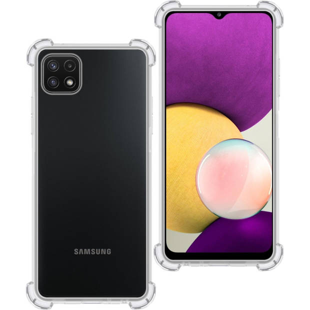 Basey Samsung Galaxy A22 5G Hoesje Siliconen Shock Proof Hoes Case Cover - Transparant