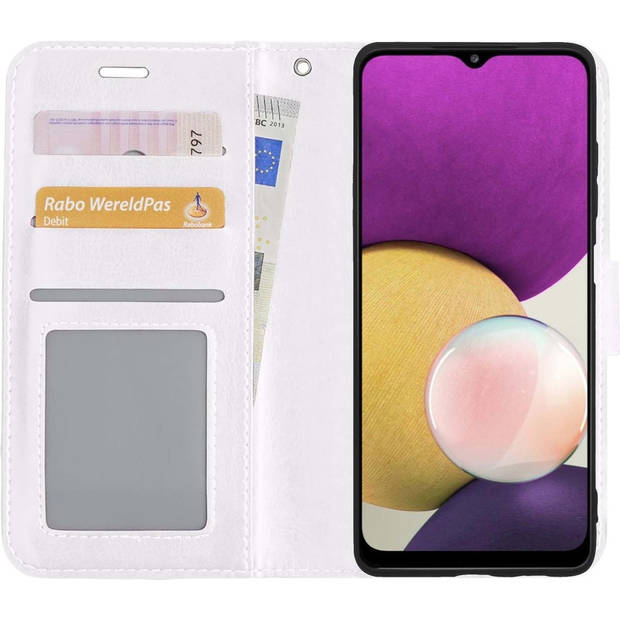 Basey Samsung Galaxy A22 4G Hoesje Book Case Kunstleer Cover Hoes - Wit