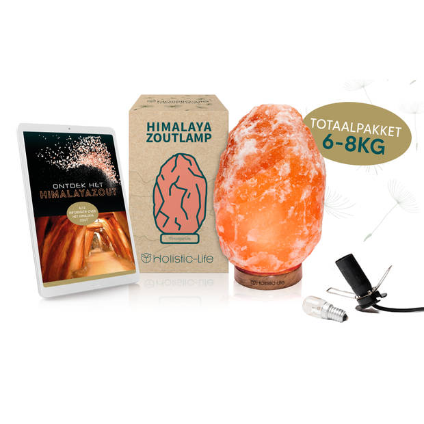 Dimbare XL Zoutlamp 6-8KG Himalayazout – Tafellamp – Sfeerlamp – Himalaya Zoutsteen Nachtlamp – Dimbaar – Incl. E-book –