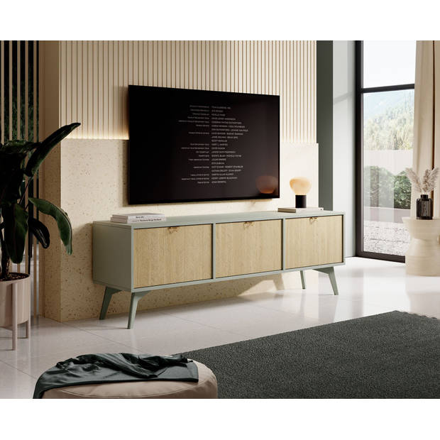 Meubella TV-Meubel Essence - Groen - Licht eiken - 158 cm