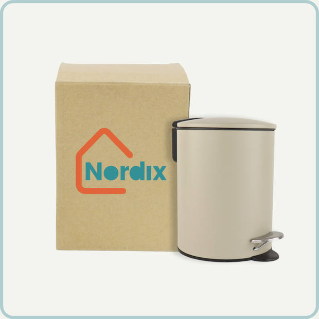 Nordix Pedaalemmer - 3 Liter - Badkamer - Toilet - Beige - Metaal