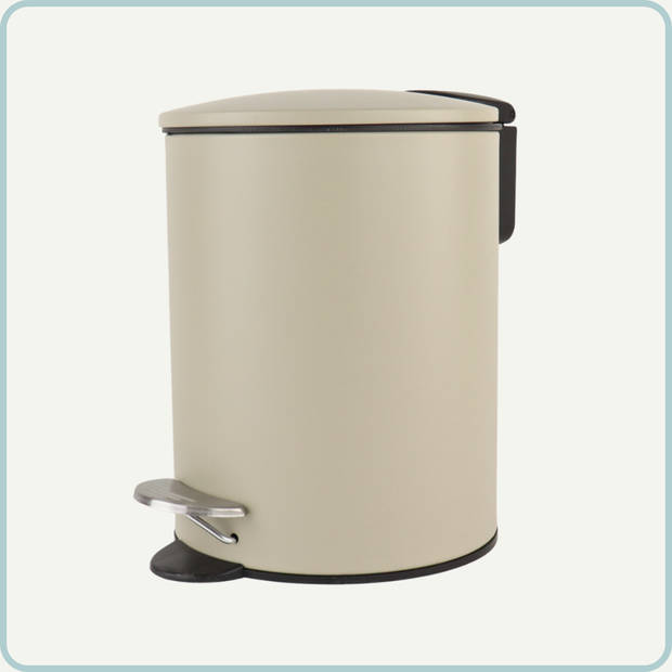 Nordix Pedaalemmer - 3 Liter - Badkamer - Toilet - Beige - Metaal