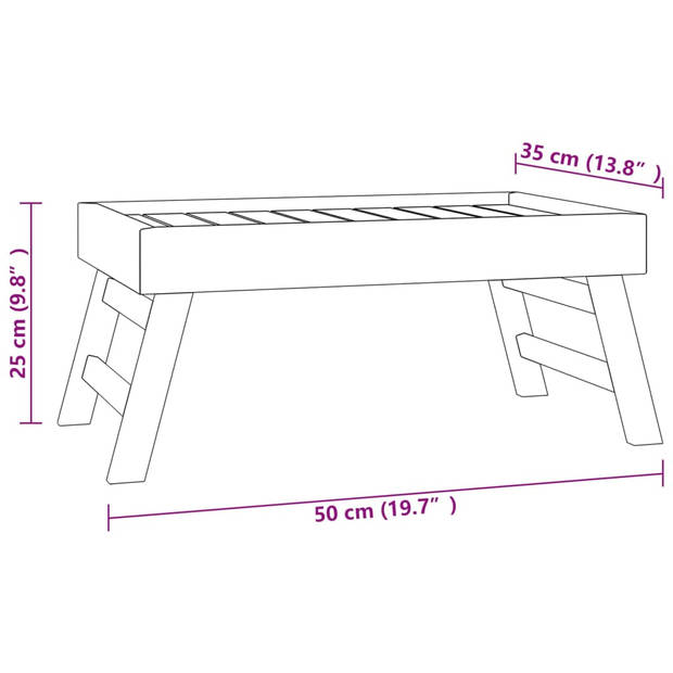 vidaXL Dienblad inklapbaar 55x35x25 cm massief teakhout