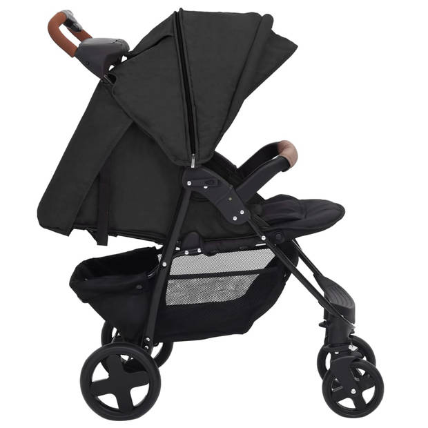 vidaXL Kinderwagen 3-in-1 staal antracietkleurig