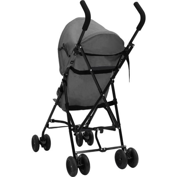 The Living Store Buggy - Peuter - Lichtgrijs/Zwart - Staal/Linnen - 43 x 64 x 97 cm