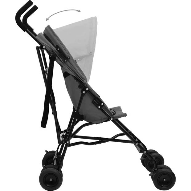 The Living Store Buggy - Peuter - Lichtgrijs/Zwart - Staal/Linnen - 43 x 64 x 97 cm