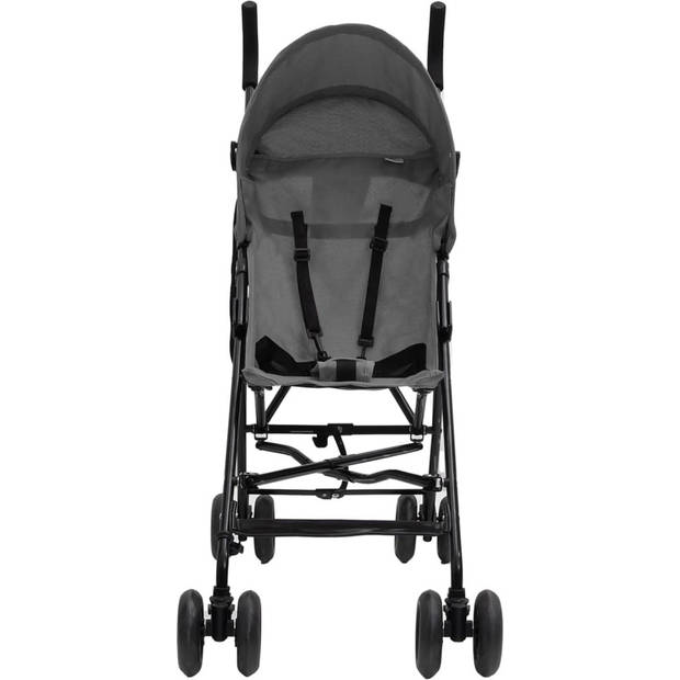 The Living Store Buggy - Peuter - Lichtgrijs/Zwart - Staal/Linnen - 43 x 64 x 97 cm