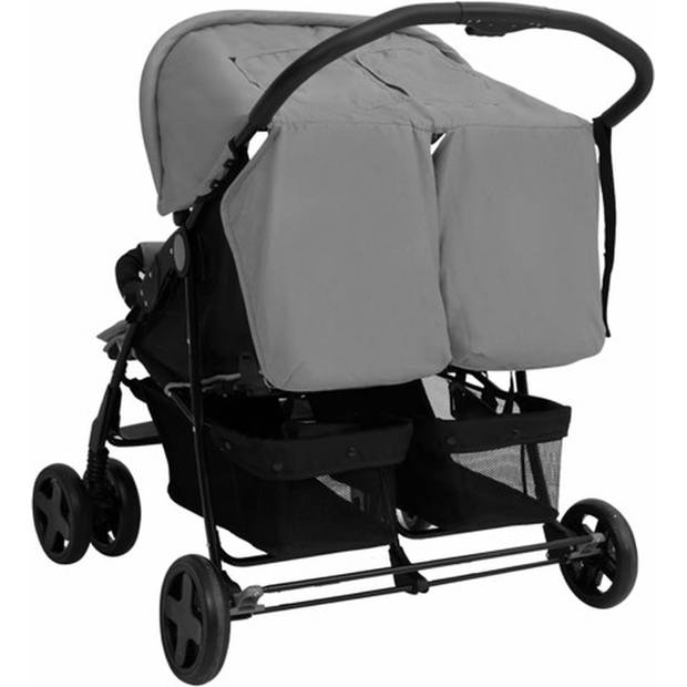 The Living Store Tweelingwagen Staal - 80 x 96 x 104 cm - Lichtgrijs