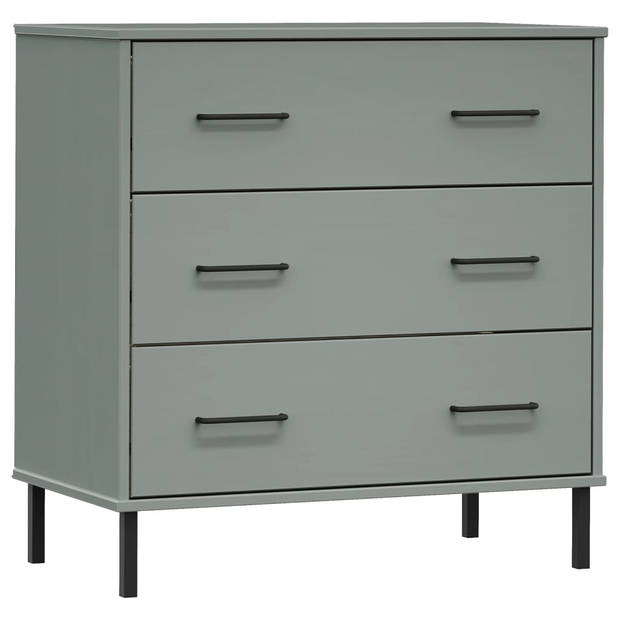 The Living Store OSLO Dressoir - 77 x 40 x 79.5 cm - Massief Grenenhout - Grijs