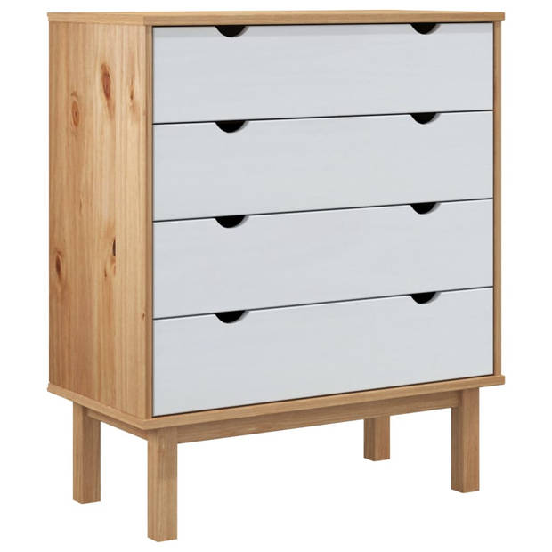 The Living Store OTTA Ladekast - 76.5 x 39.5 x 90 cm - Massief grenenhout - 4 lades