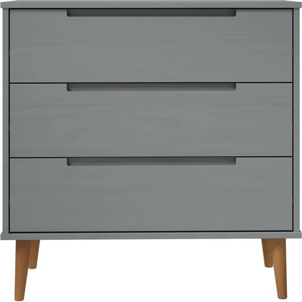 The Living Store MOLDE Ladekast - 80 x 40 x 80 cm - Massief grenenhout - UV-vernis - Grijs