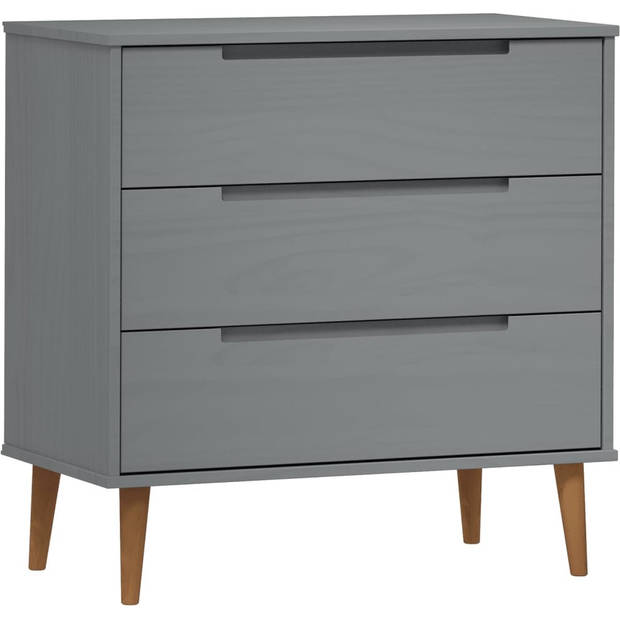 The Living Store MOLDE Ladekast - 80 x 40 x 80 cm - Massief grenenhout - UV-vernis - Grijs