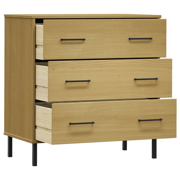 The Living Store OSLO Dressoir - 77 x 40 x 79.5 cm - Massief grenenhout - 3 lades